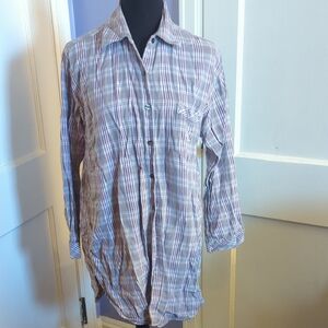 Calvin Klein Pink and Gray Striped Top